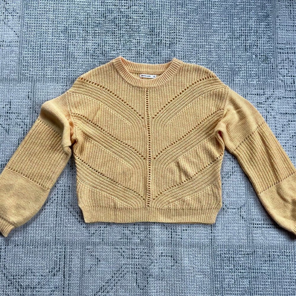 Marine Layer Olivia Crewneck Sweater, Daffodil Yellow, Size XS